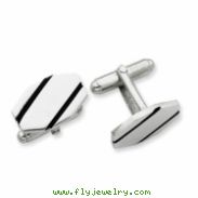 Sterling Silver and Black Enamel Cuff Links