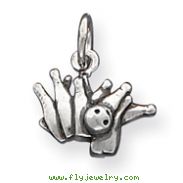 Sterling Silver Antique Bowling Ball And Pins Charm