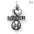 Sterling Silver Antique I Heart Baseball Charm