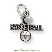 Sterling Silver Antique I Heart Basketball Charm