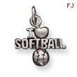 Sterling Silver Antique I Heart Softball Charm
