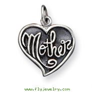 Sterling Silver Antique Mother Heart Charm