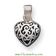 Sterling Silver Antique Puff Heart Pendant