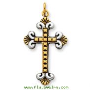 Sterling Silver Antiqued 18K Gold Plated Cross Pendant