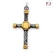 Sterling Silver Antiqued 18K Gold Plated Cross Pendant