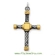 Sterling Silver Antiqued 18K Gold Plated Cross Pendant