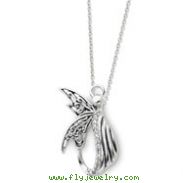 Sterling Silver Antiqued Angel Of Perseverance 18" Necklace