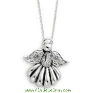 Sterling Silver Antiqued Angel Of Remembrance 18" Necklace