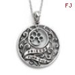 Sterling Silver Antiqued Animal Friends-Dog 18in Necklace