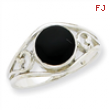 Sterling Silver Antiqued Black Agate Ring