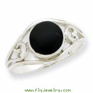 Sterling Silver Antiqued Black Agate Ring