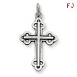 Sterling Silver Antiqued Budded Cross Charm