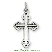 Sterling Silver Antiqued Budded Cross Charm