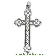 Sterling Silver Antiqued Budded Cross Pendant