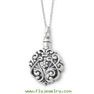 Sterling Silver Antiqued Circle Remembrance Ash Holder 18" Necklace