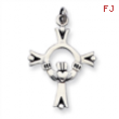 Sterling Silver Antiqued Claddaugh Cross Charm