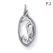 Sterling Silver Antiqued Crane In Oval Frame Charm