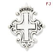 Sterling Silver Antiqued Cross & Crown Pendant