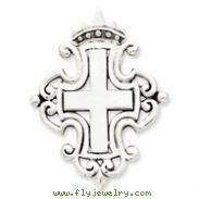 Sterling Silver Antiqued Cross & Crown Pendant