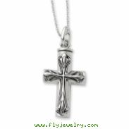 Sterling Silver Antiqued Cross Ash Holder 18in Necklace