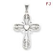 Sterling Silver Antiqued Cross With Heart Pendant