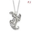 Sterling Silver Antiqued CZ Angel of Optimism 18in Necklace