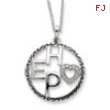 Sterling Silver Antiqued CZ Hope 18in Necklace