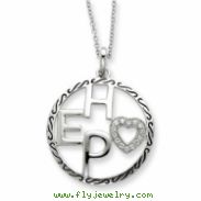 Sterling Silver Antiqued CZ Hope 18in Necklace