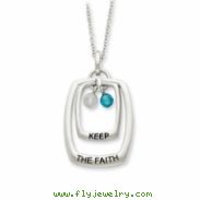 Sterling Silver Antiqued CZ Keep The Faith 18in Necklace