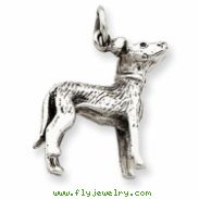 Sterling Silver Antiqued Dog Charm