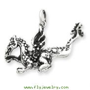 Sterling Silver Antiqued Dragon Charm