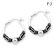 Sterling Silver Antiqued Fancy Beaded Hoop Earrings