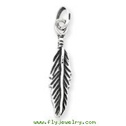 Sterling Silver Antiqued Feather Charm