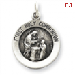 Sterling Silver Antiqued First Holy Communion Medal