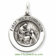 Sterling Silver Antiqued First Holy Communion Medal