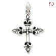 Sterling Silver Antiqued Fleur de lis Cross Pendant