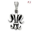 Sterling Silver Antiqued Fleur De Lis Pendant