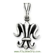 Sterling Silver Antiqued Fleur De Lis Pendant