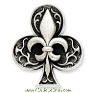 Sterling Silver Antiqued Fleur De Lis Pendant