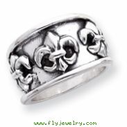 Sterling Silver Antiqued Fleur De Lis Ring