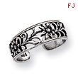 Sterling Silver Antiqued Floral Toe Ring