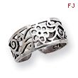 Sterling Silver Antiqued Floral Toe Ring