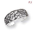 Sterling Silver Antiqued Floral Toe Ring