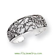 Sterling Silver Antiqued Floral Toe Ring
