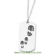 Sterling Silver Antiqued Footsteps 18" Dog Tag Necklace