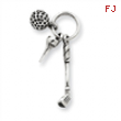 Sterling Silver Antiqued Golfer's Charm