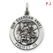 Sterling Silver Antiqued Guardian Angel Medal