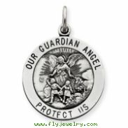 Sterling Silver Antiqued Guardian Angel Medal