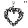 Sterling Silver Antiqued Heart Of Roses