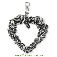 Sterling Silver Antiqued Heart Of Roses